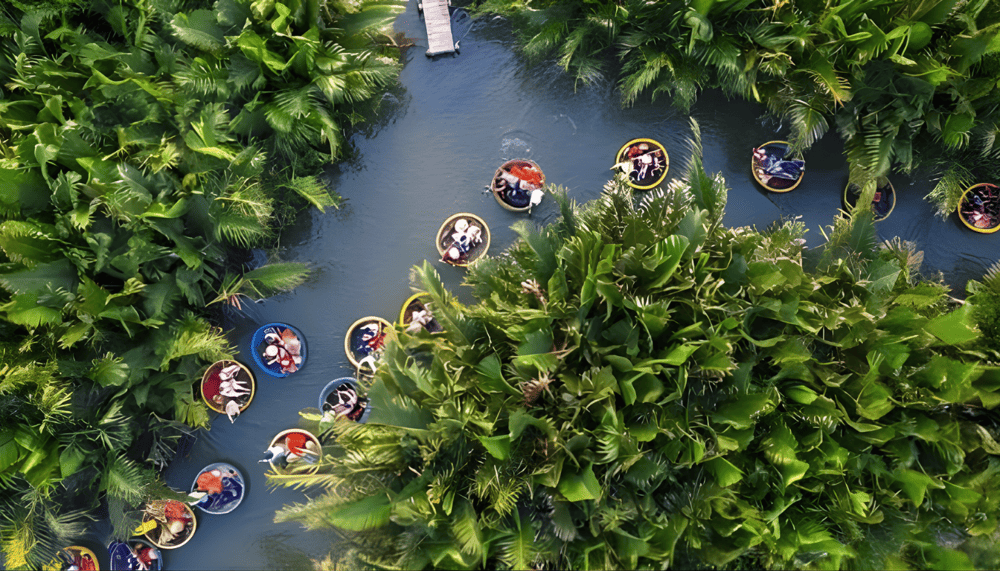 Local boatmen skillfully navigate the waters, sharing fascinating stories about the forest’s ecology and history (Source: Fanpage Hoi An Green Coconut Village)